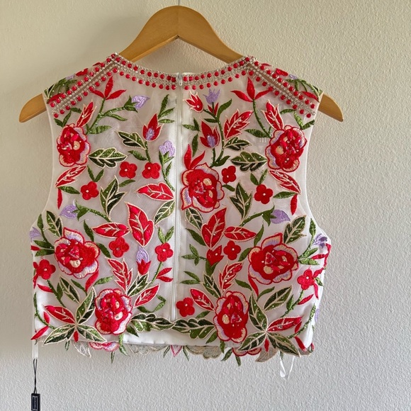 NWT Nox Anabel White Floral Embroidered Lace Maxi Skirt Crop Top Set size Large - Picture 9 of 13